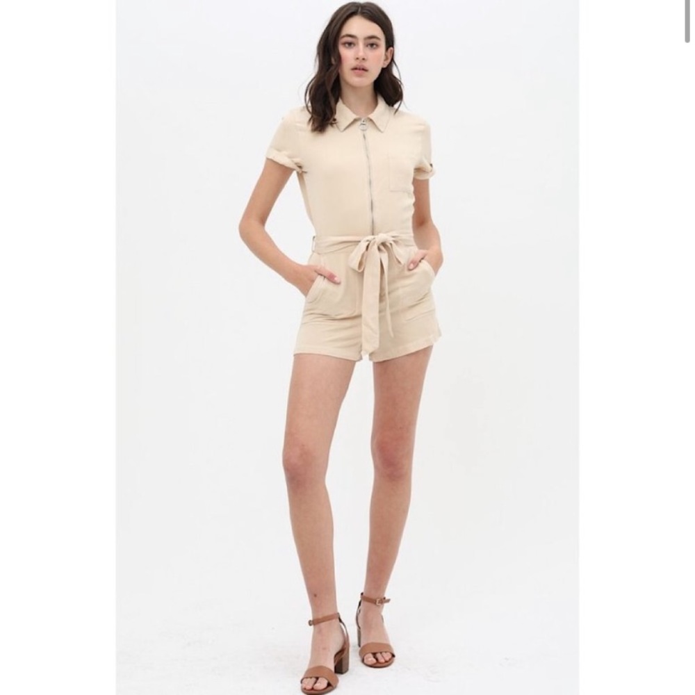 Zip Up/ Waist Tie Romper